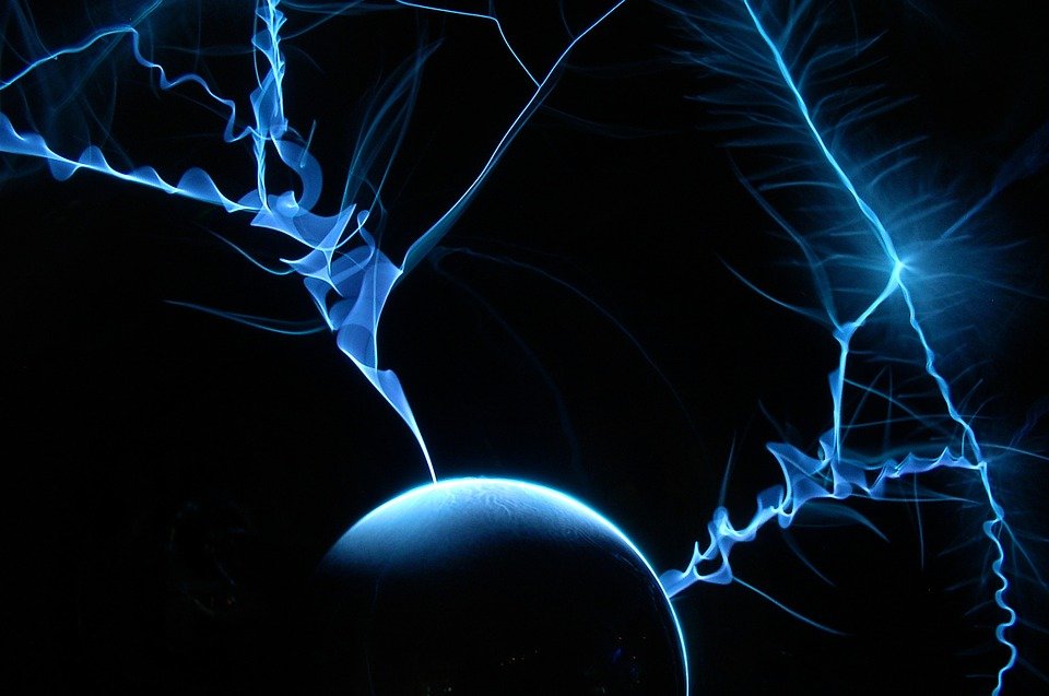 close up of a tesla coil lit up