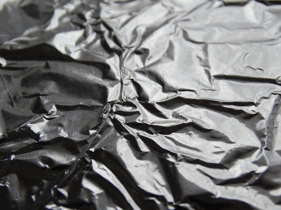 crinkled sheet aluminum foil