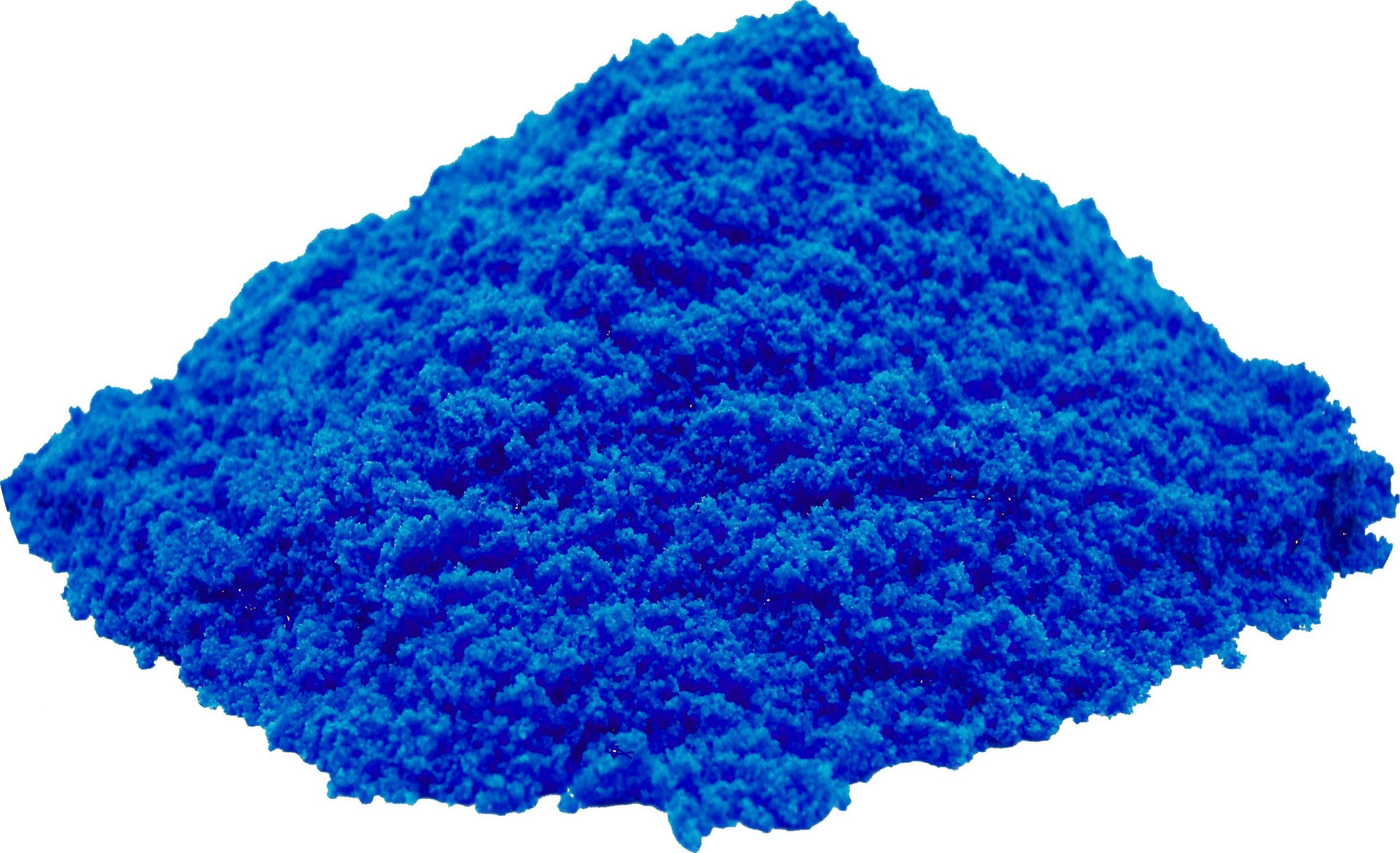 a bright blue mound of vanadyl sulfate in powder form